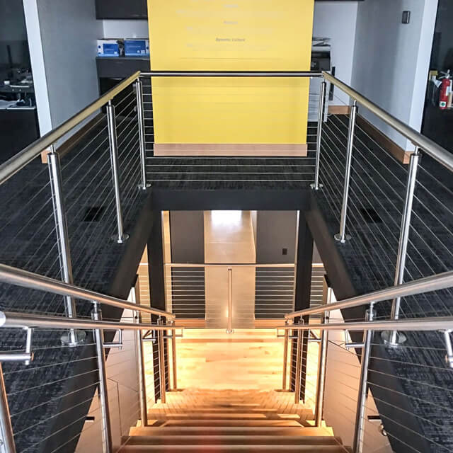 Steel wire rope railing