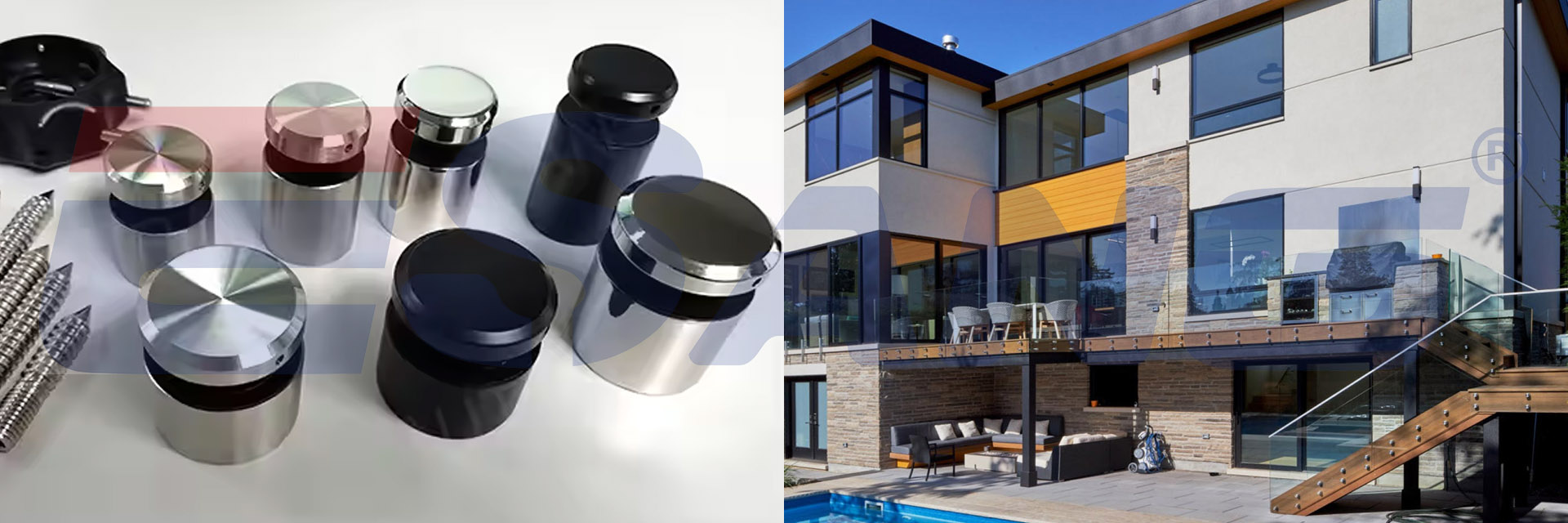 frameless glass standoff fittings